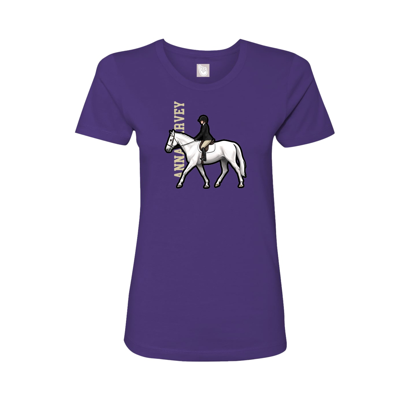 Fitted Women's Tee — Name Vertical in Purple