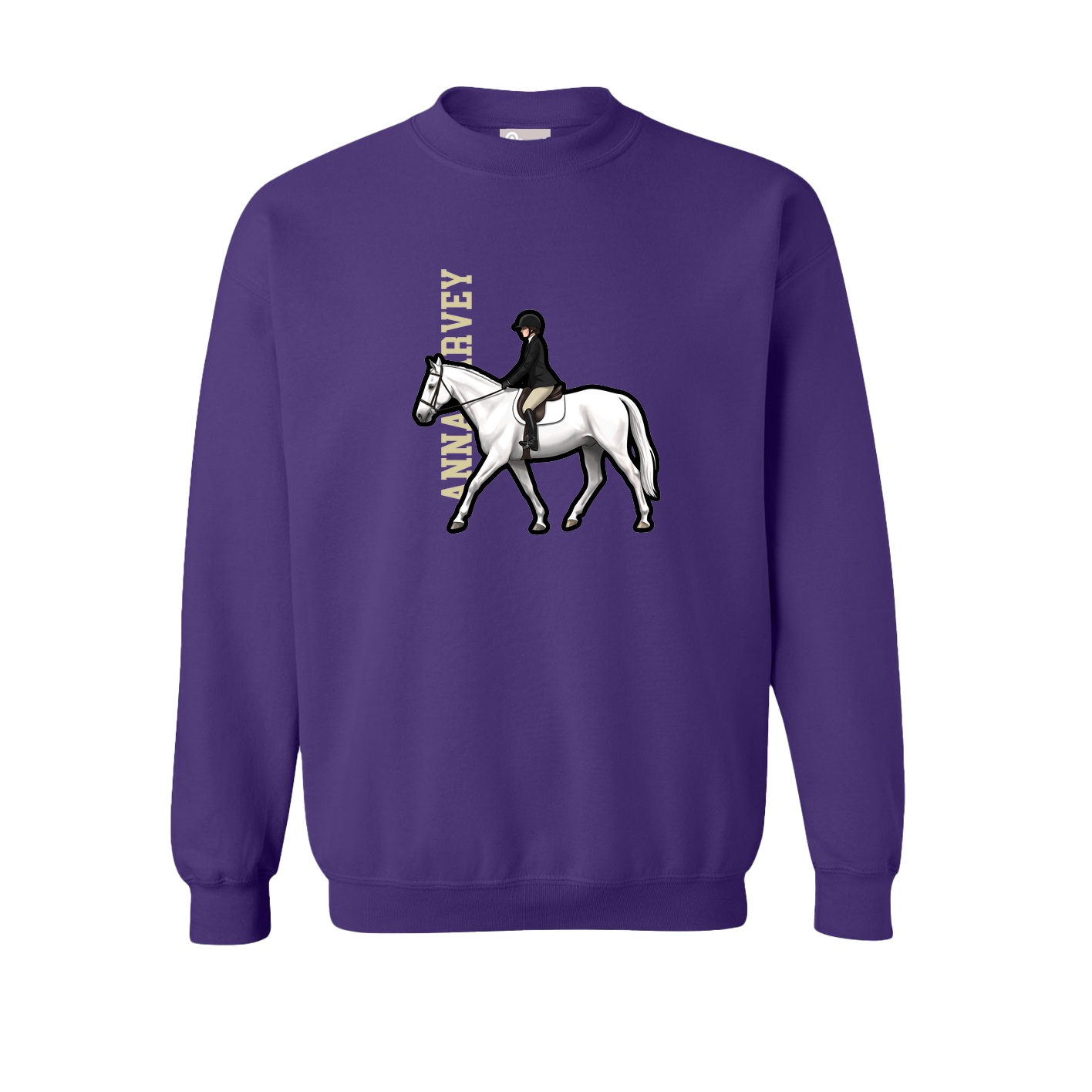Fleece Crew — Name Vertical in Purple