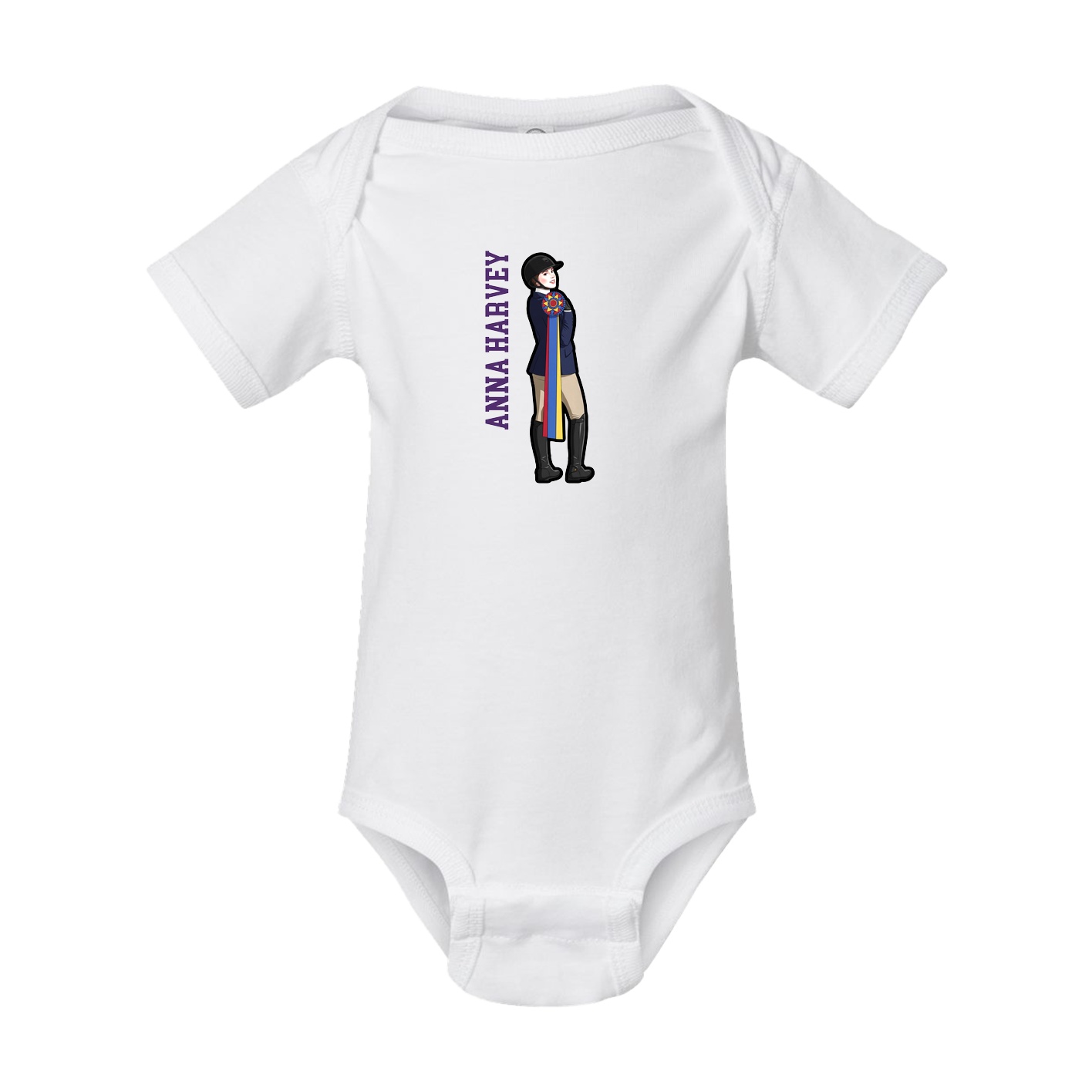 Baby Onesie — Name Vertical in White