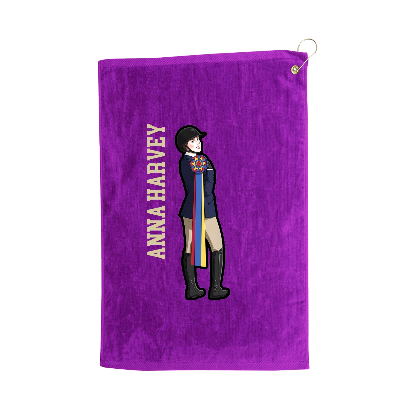 Golf Towel — Name Vertical in Purple