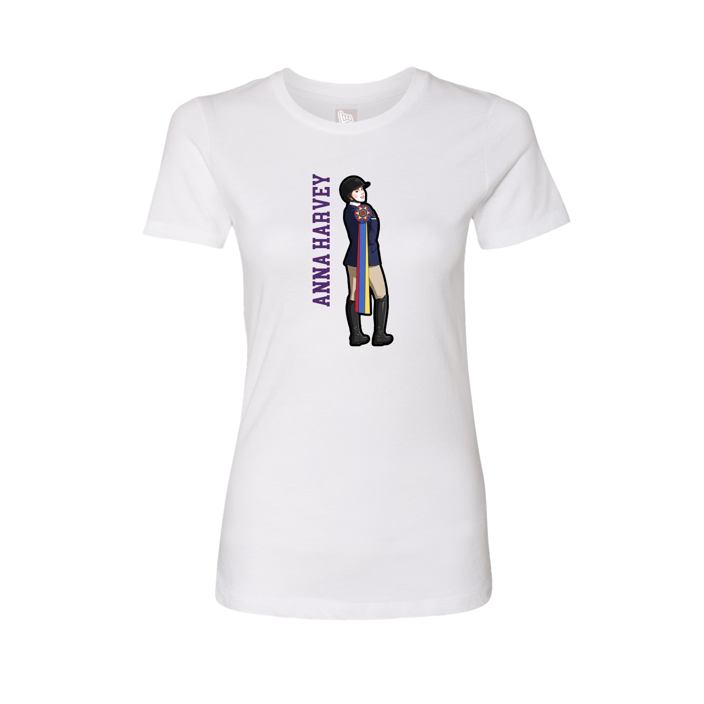 Fitted Women's Tee — Name Vertical in White