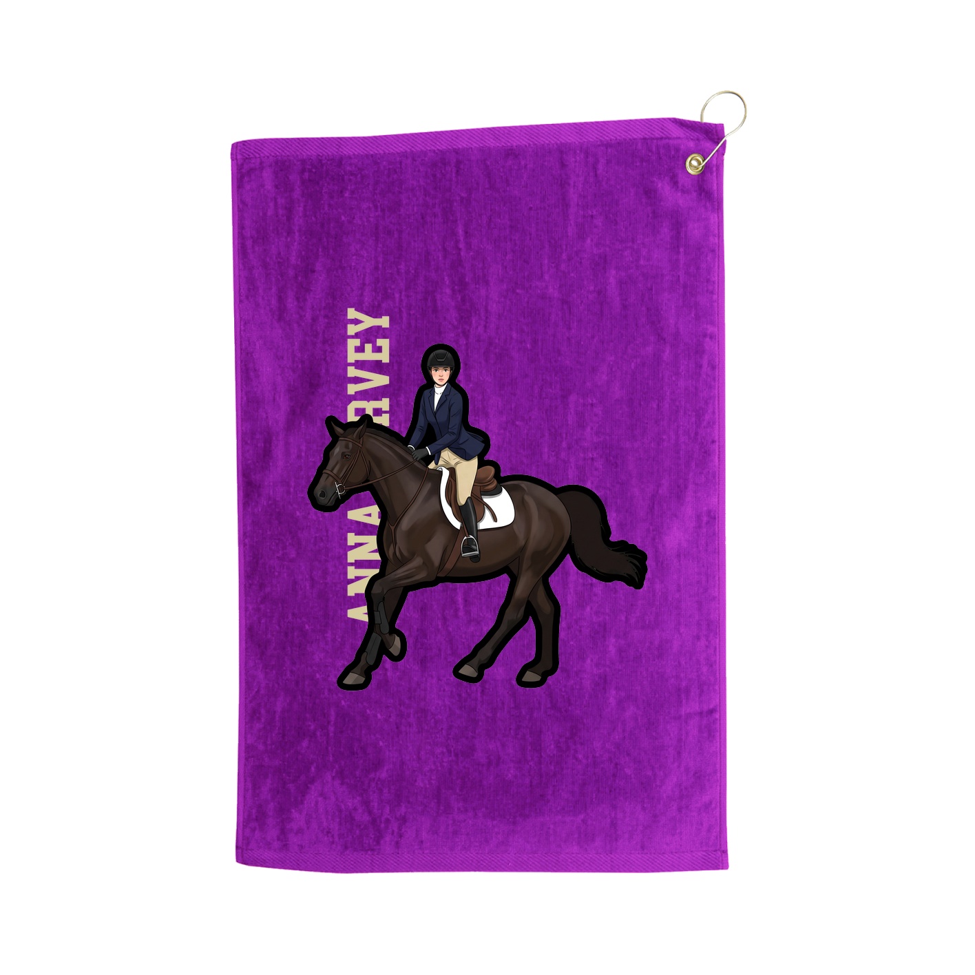 Golf Towel — Name Vertical in Purple