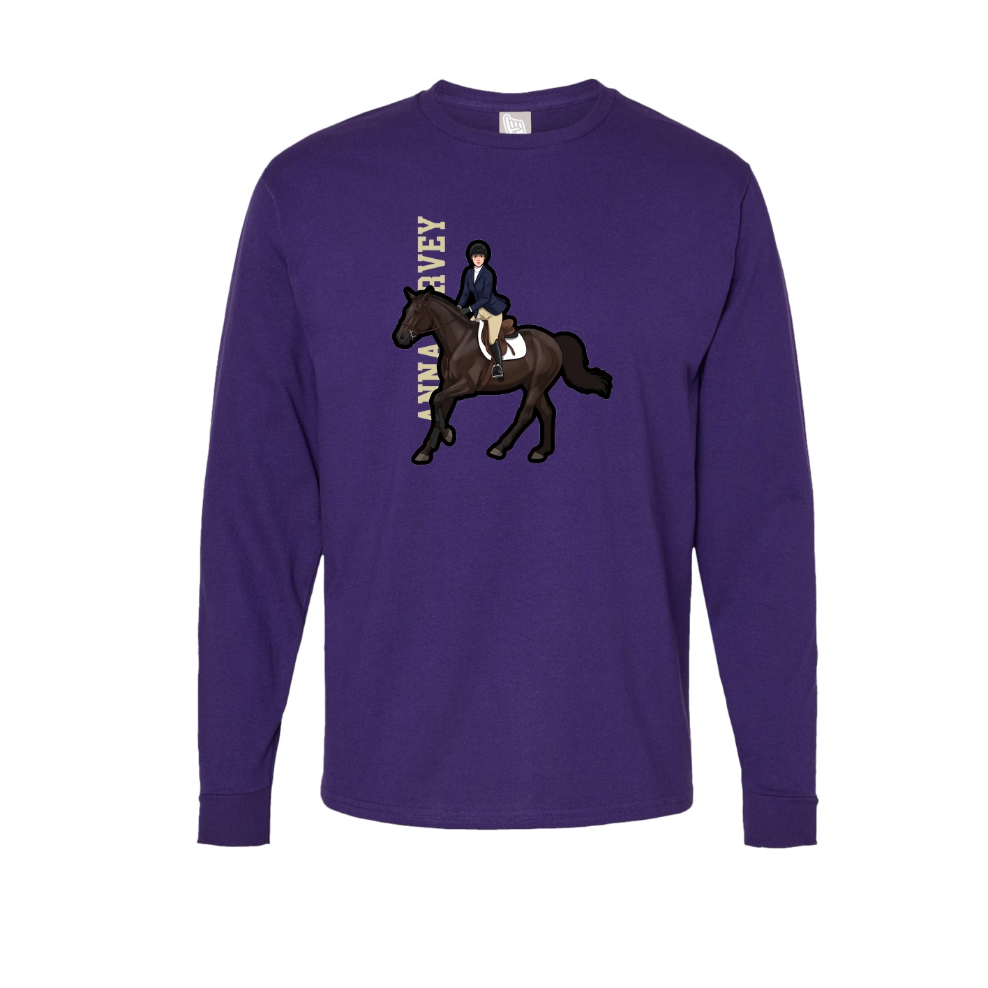 Long Sleeve Tee — Name Vertical in Purple