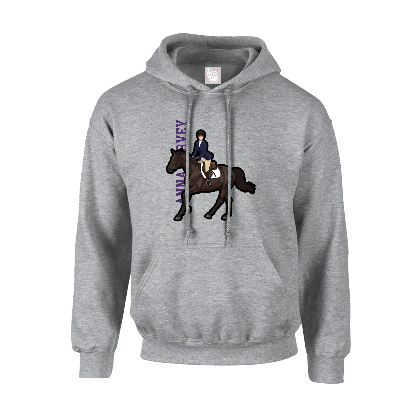 Youth Hoodie — Name Vertical in Grey