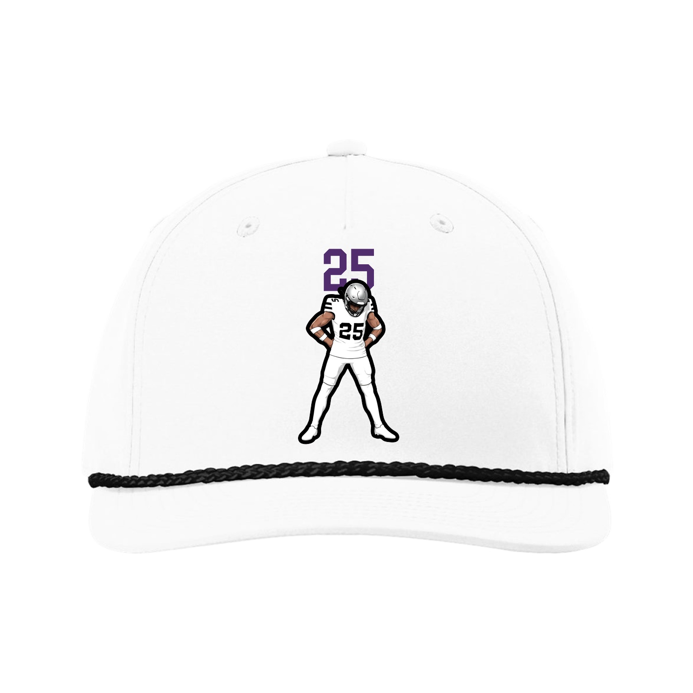 Five-Panel Classic Rope Cap — Number Top in White