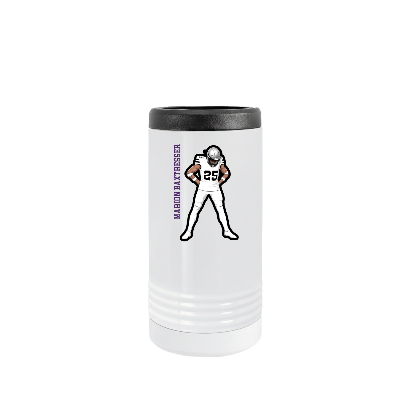 Slim Beverage Holder — Name Vertical in White