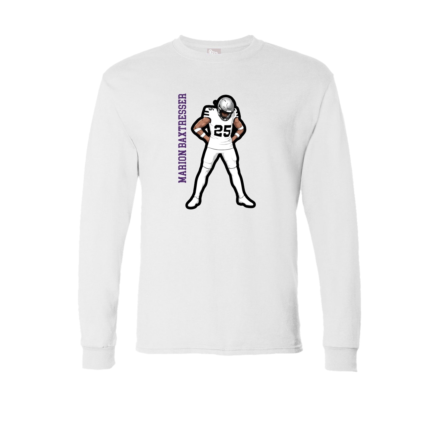 Long Sleeve Tee — Name Vertical in White
