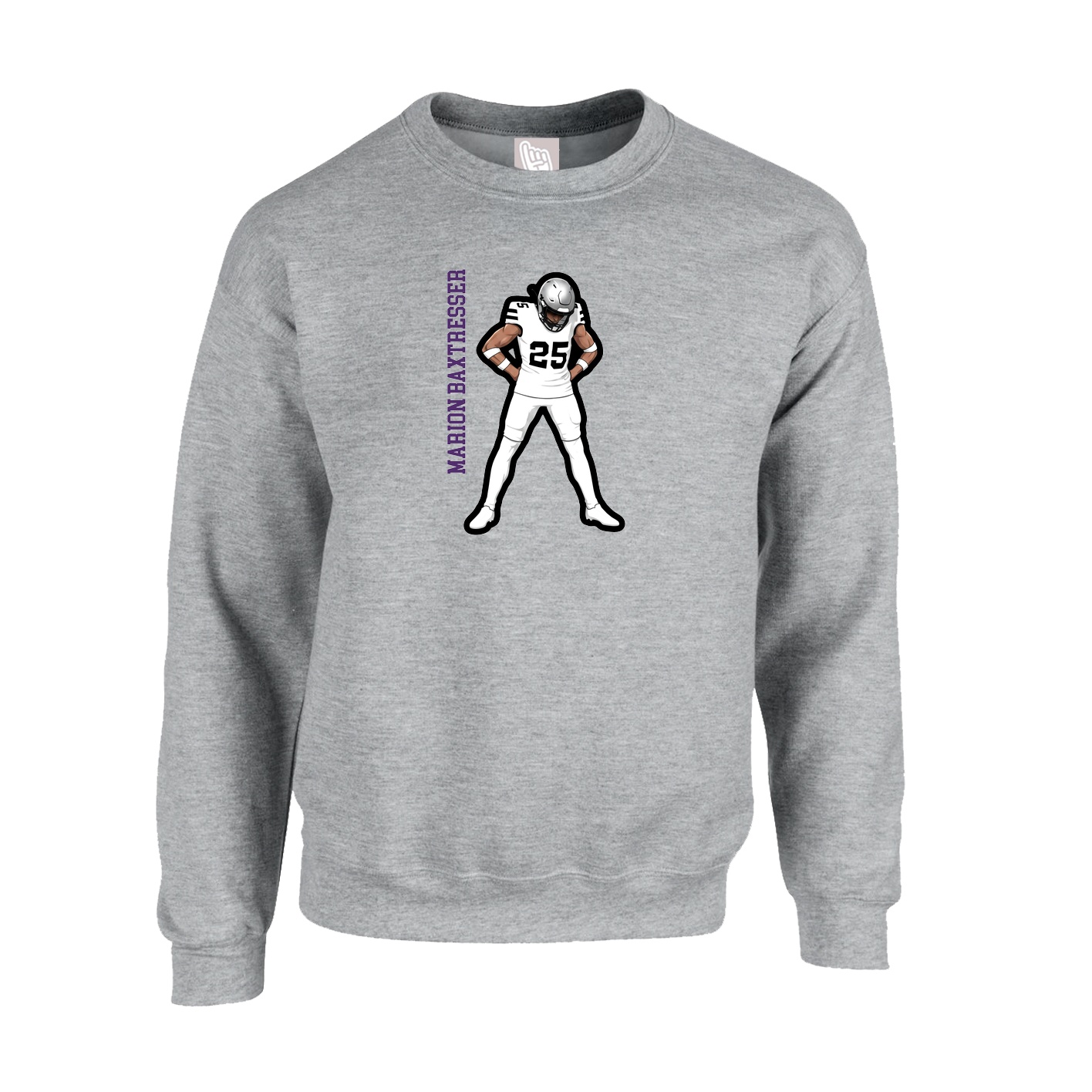 Fleece Crew — Name Vertical in Grey