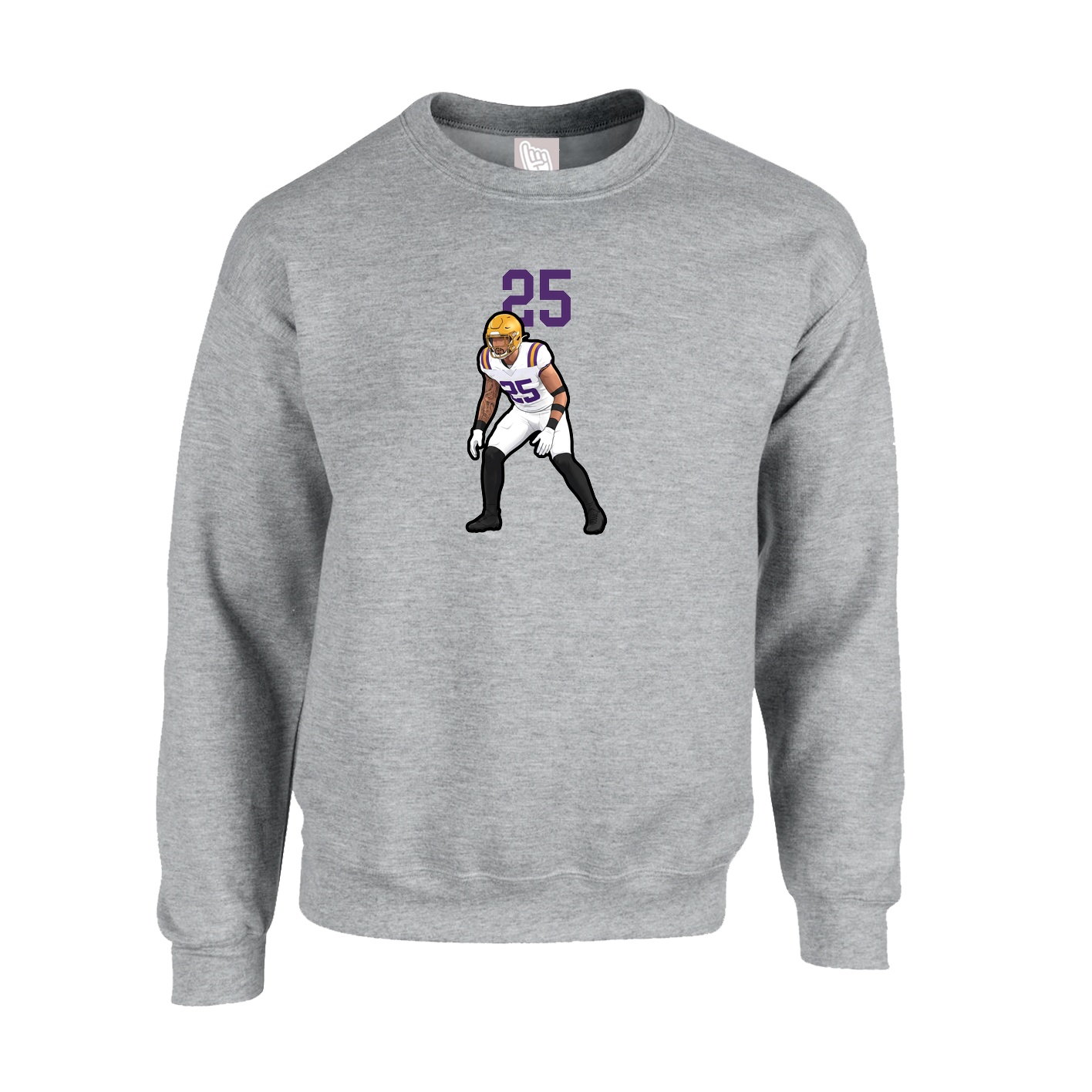 Fleece Crew — Number Top in Grey