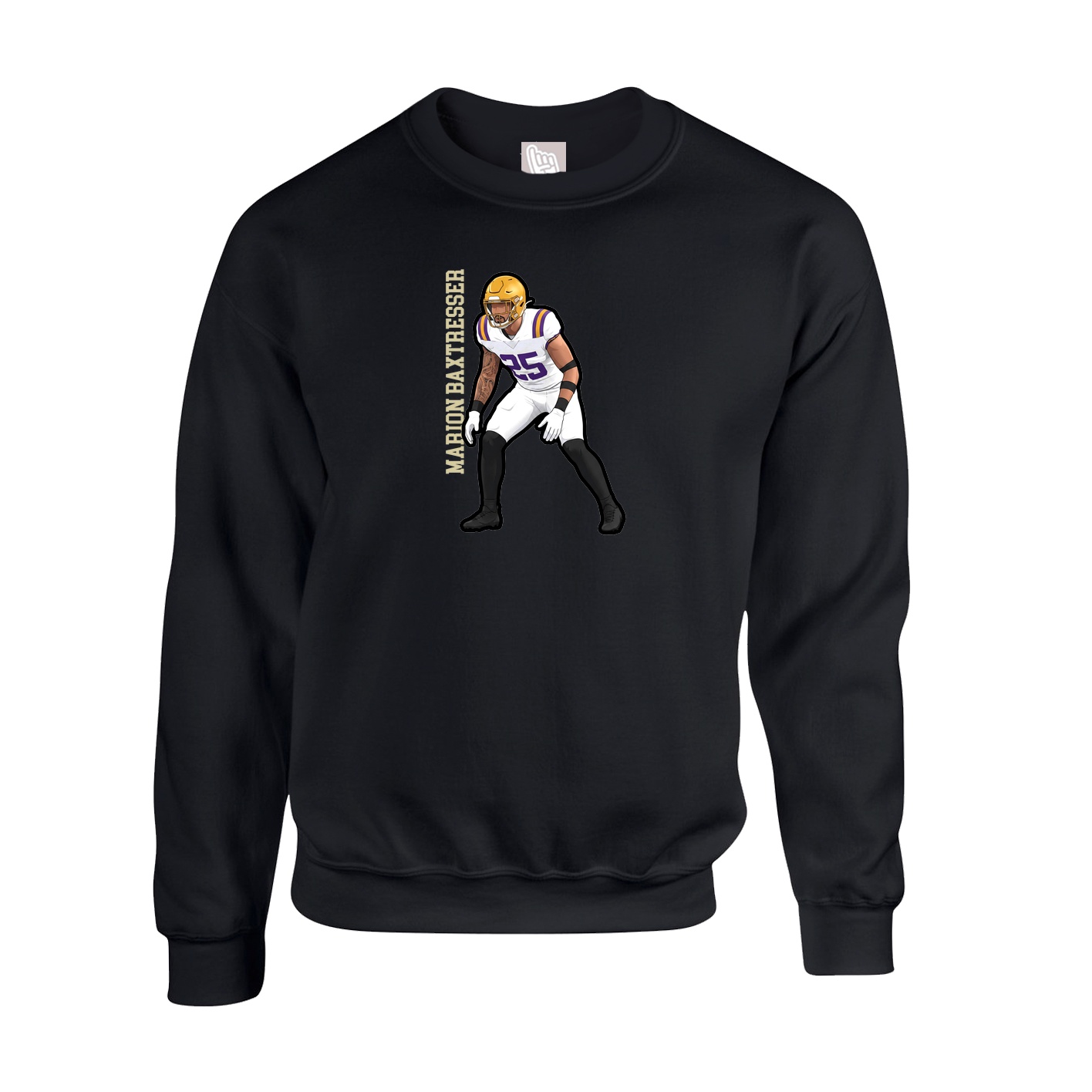 Fleece Crew — Name Vertical in Black