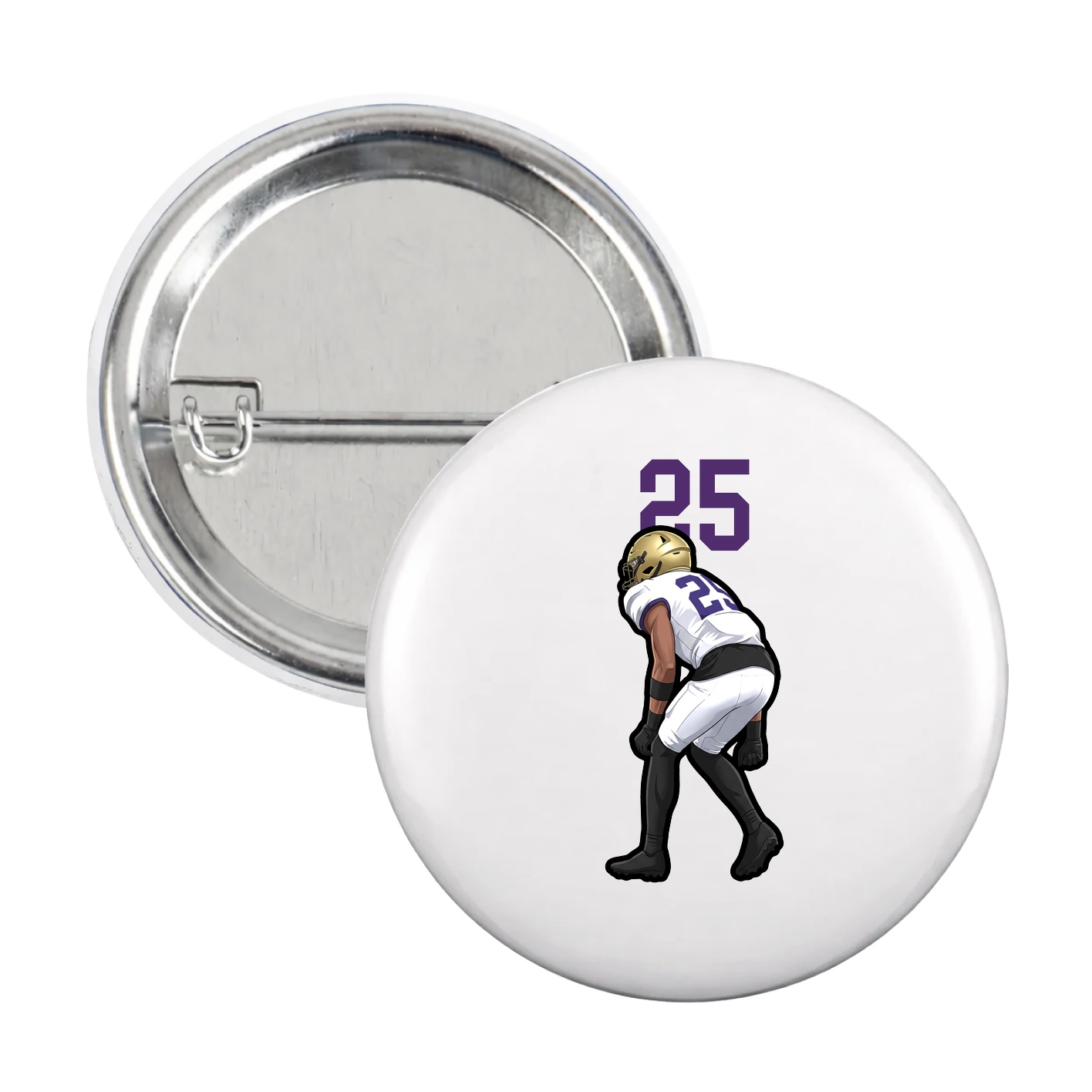 Game Day Button — Number Top in White