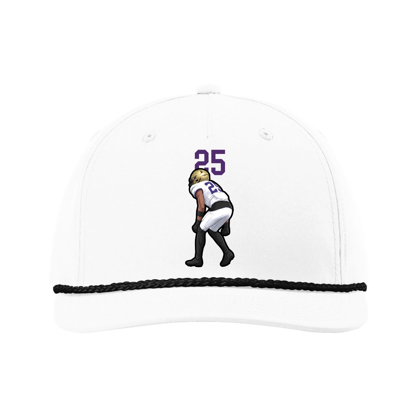 Five-Panel Classic Rope Cap — Number Top in White