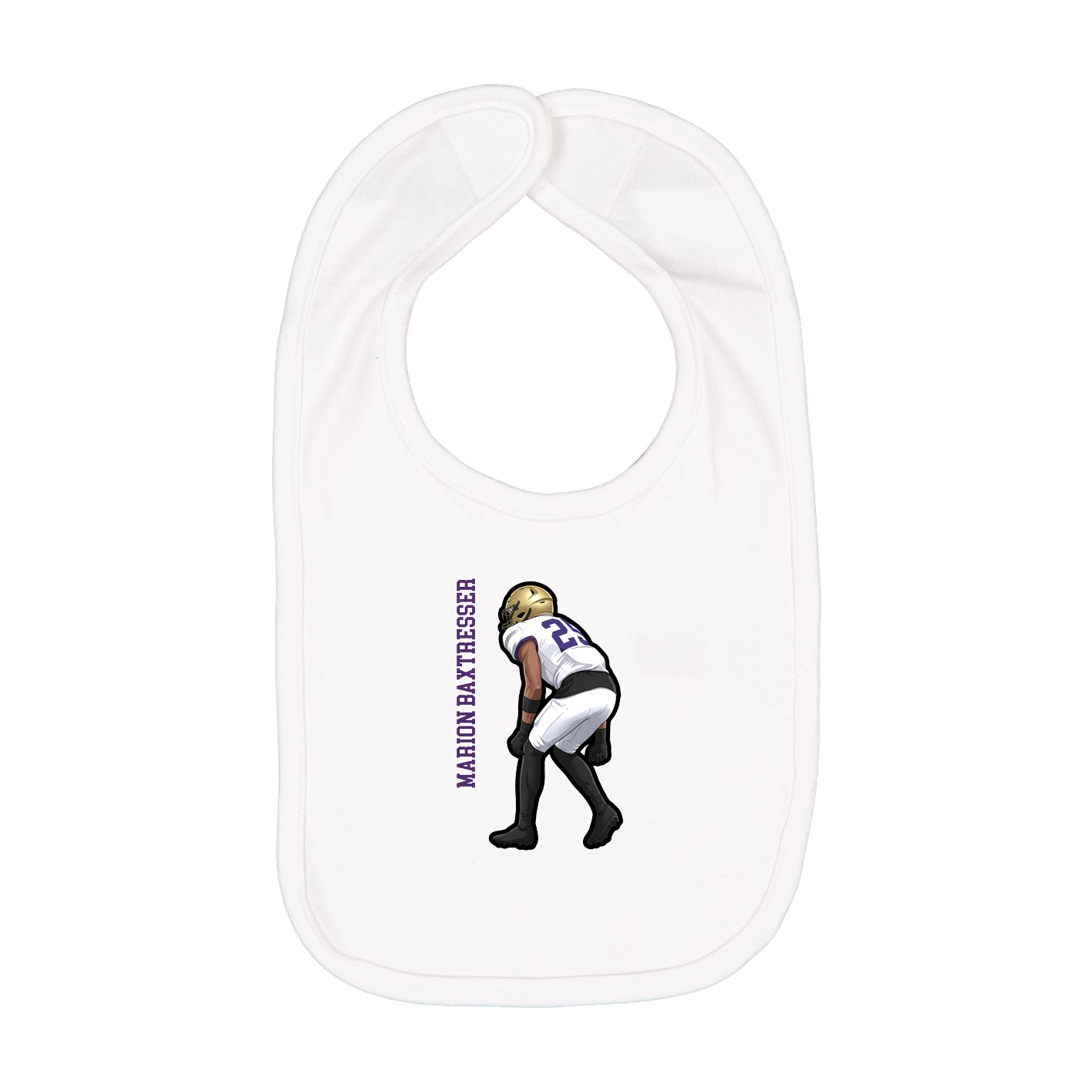 Infant Bib — Name Vertical in White