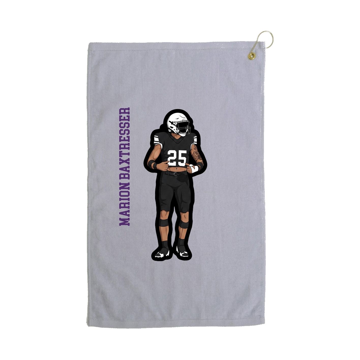 Golf Towel — Name Vertical in Grey