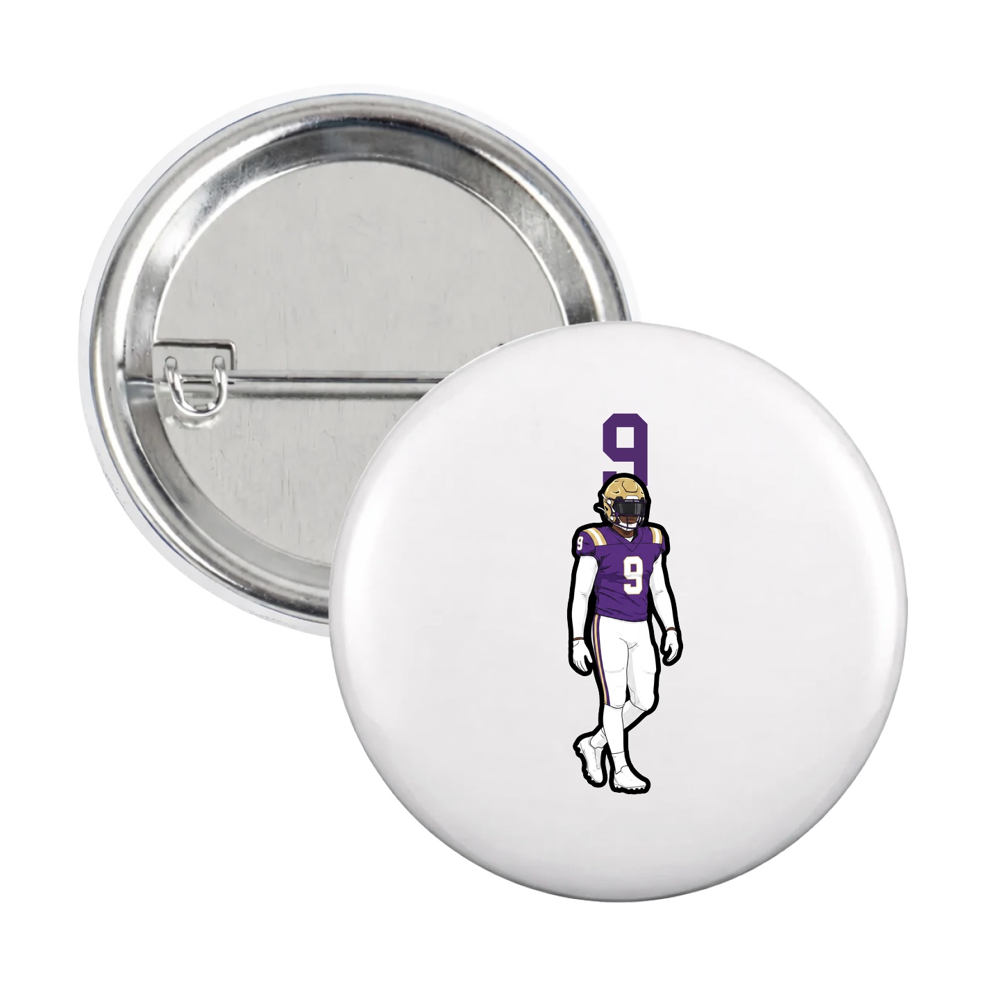 Game Day Button — Number Top in White