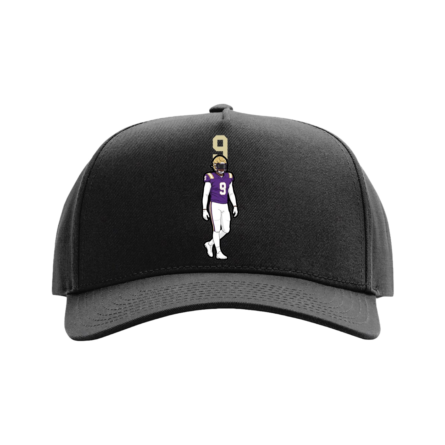 Full Fabric Five-Panel Champ Cap — Number Top in Black