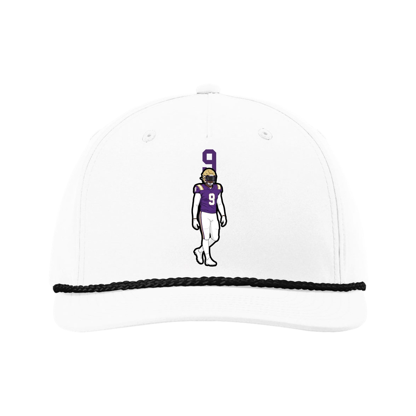 Five-Panel Classic Rope Cap — Number Top in White