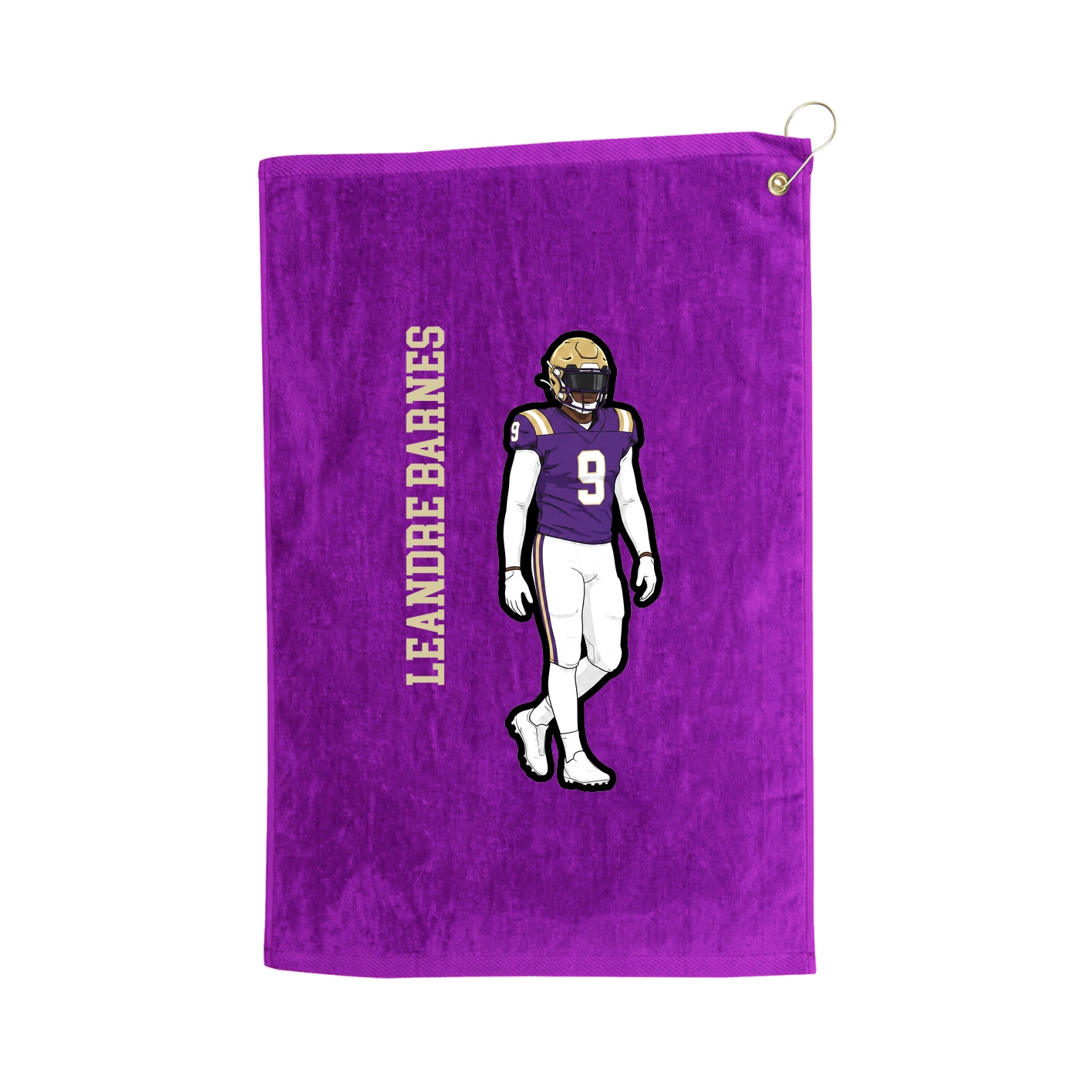 Golf Towel — Name Vertical in Purple