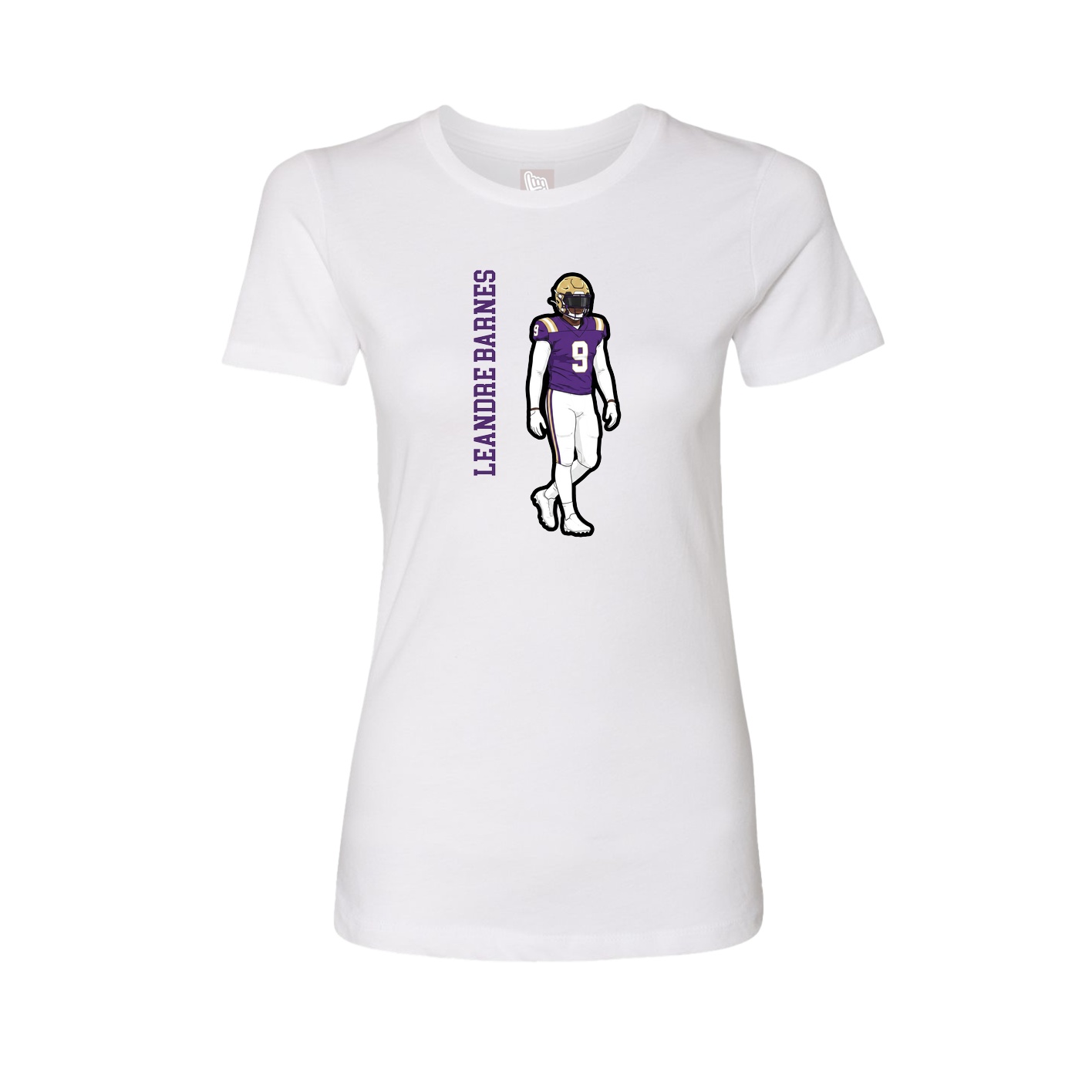 Fitted Women's Tee — Name Vertical in White