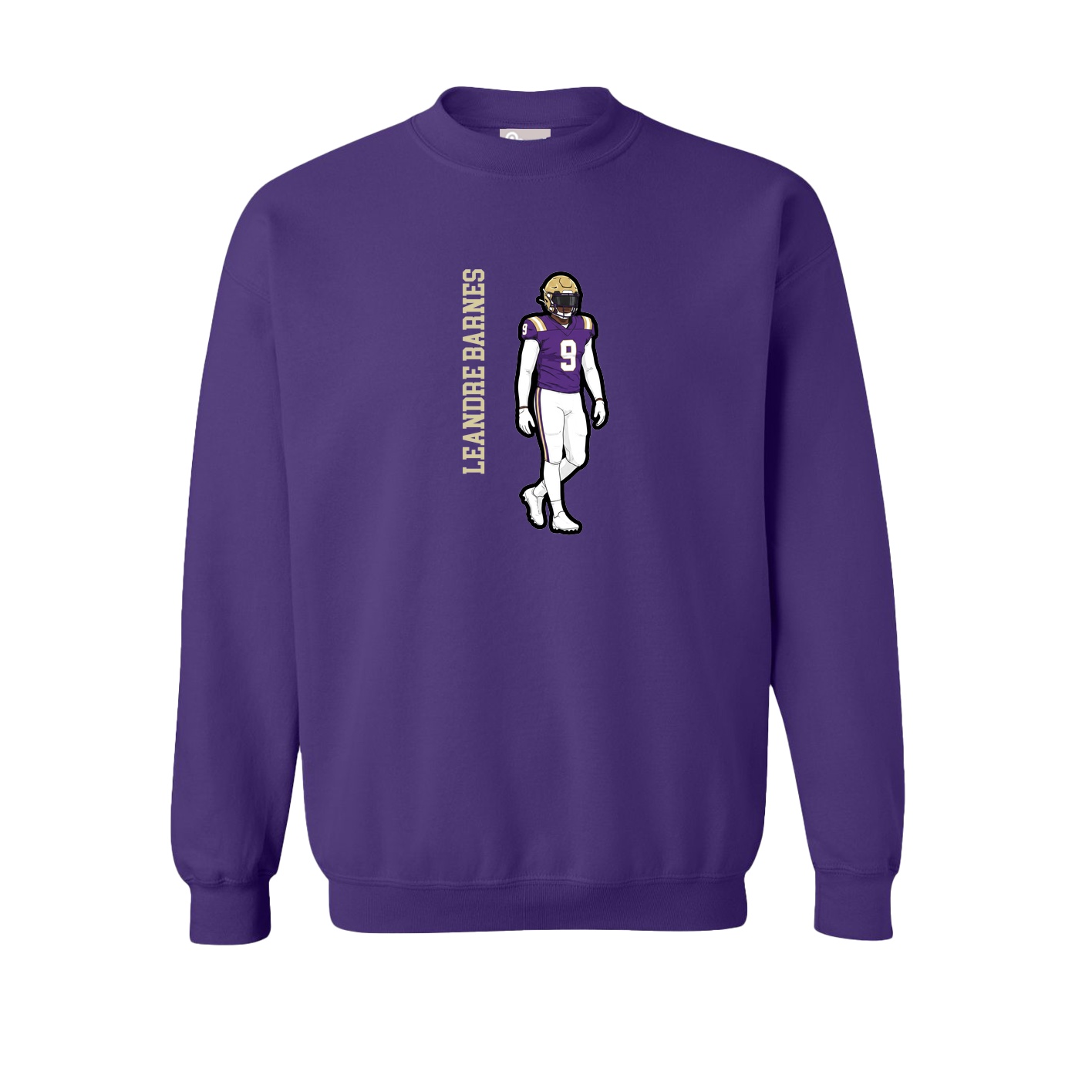 Fleece Crew — Name Vertical in Purple