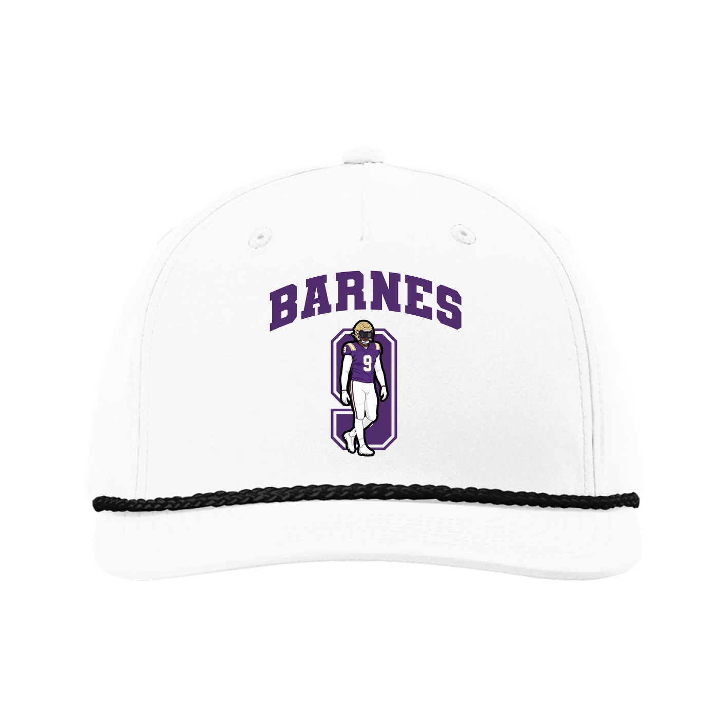 Five-Panel Classic Rope Cap — Number in White