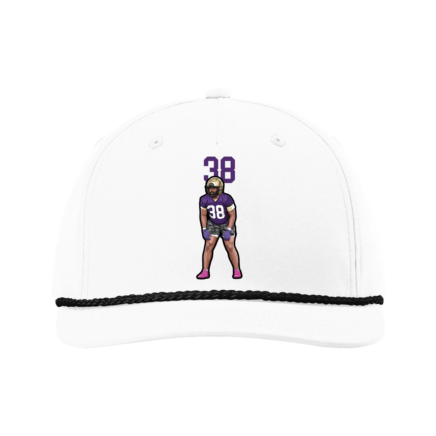 Five-Panel Classic Rope Cap — Number Top in White