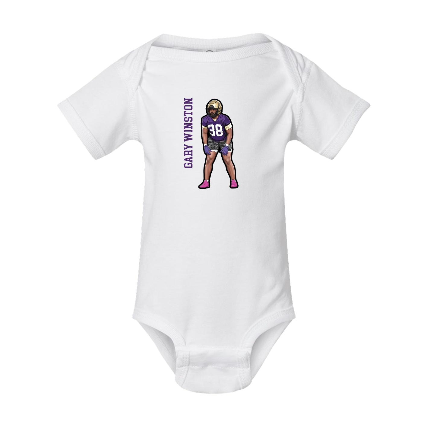 Baby Onesie — Name Vertical in White