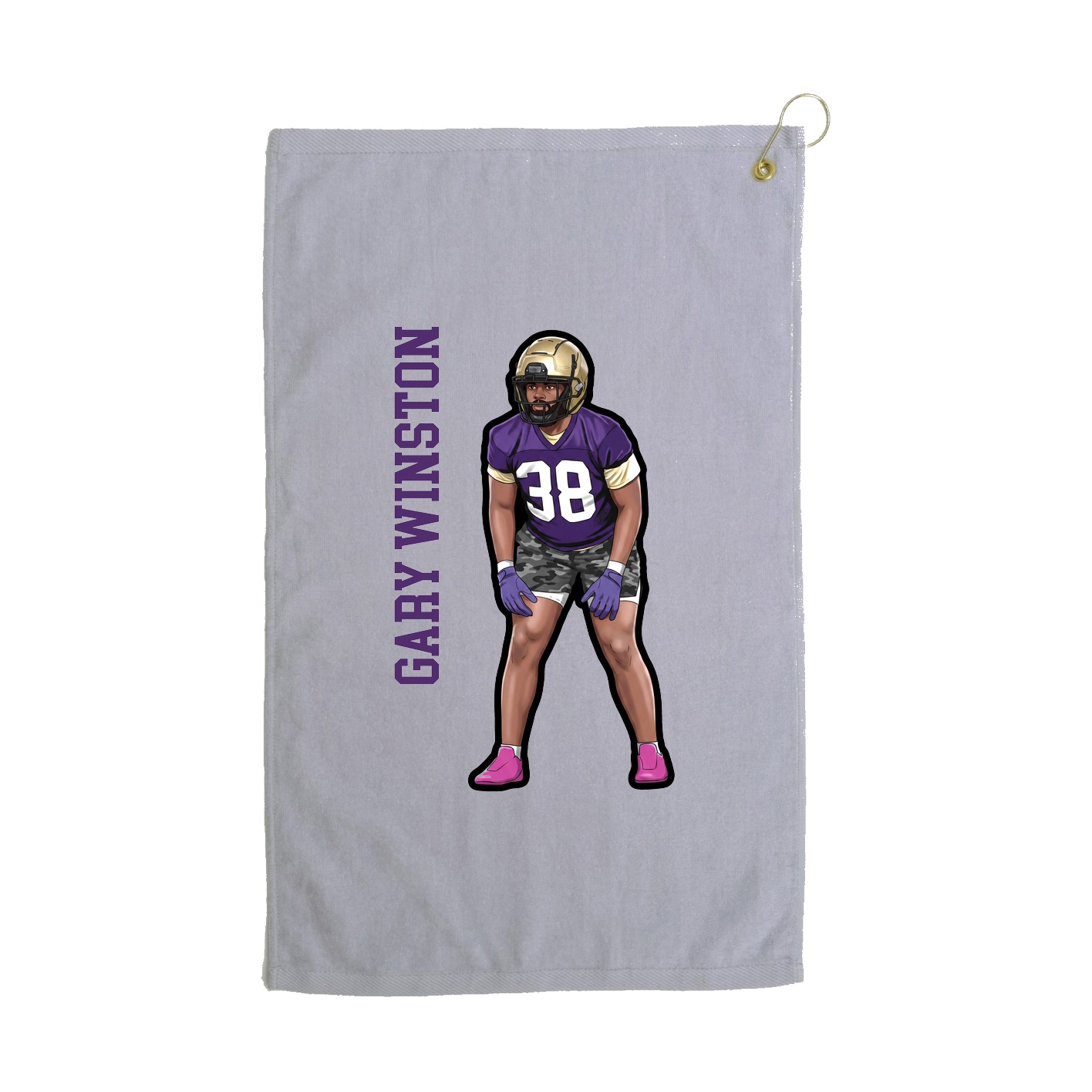 Golf Towel — Name Vertical in Grey