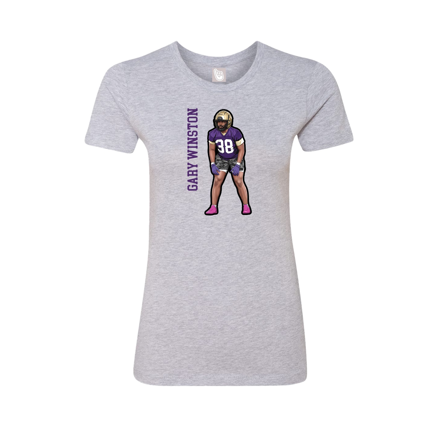 Fitted Women's Tee — Name Vertical in Grey