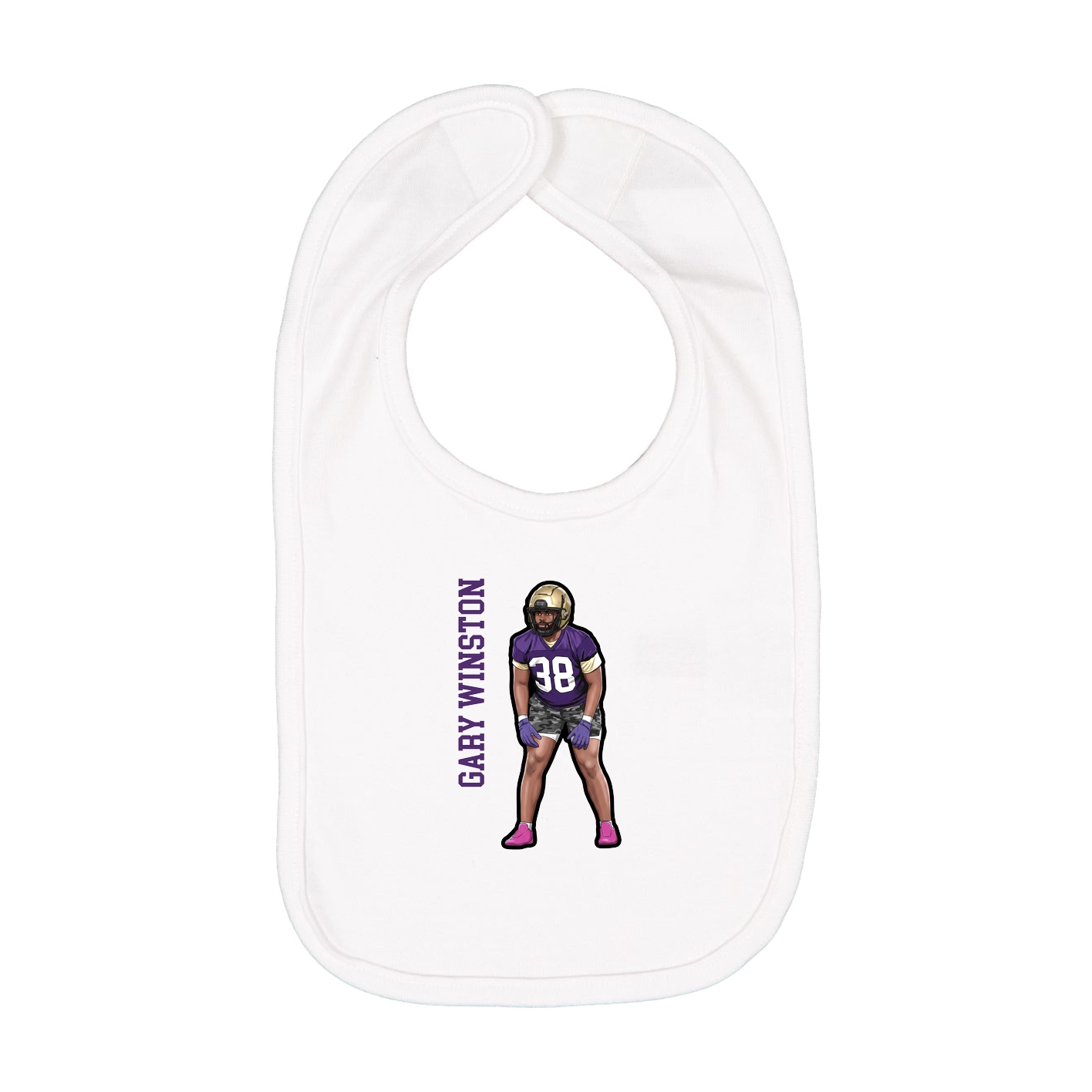 Infant Bib — Name Vertical in White