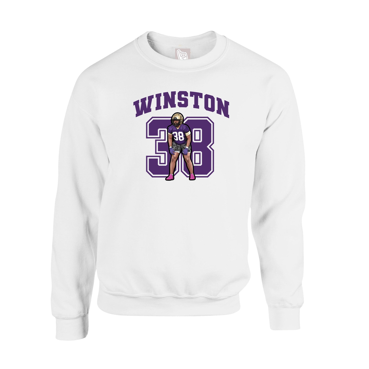 Fleece Crew — Number in White