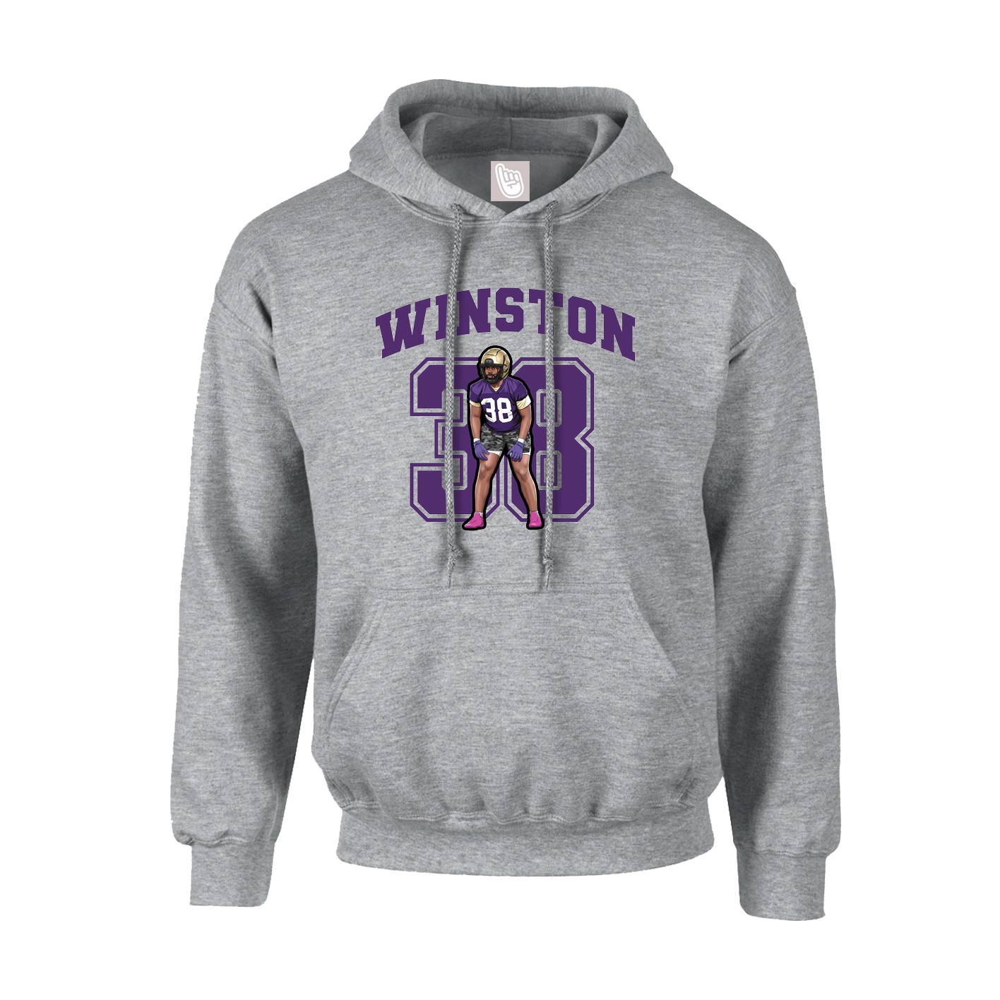Youth Hoodie — Number in Grey