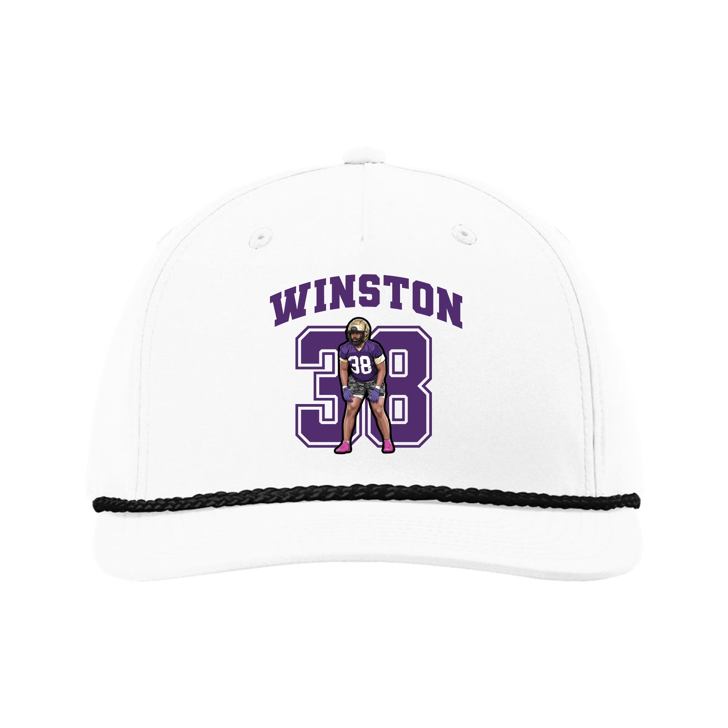 Five-Panel Classic Rope Cap — Number in White
