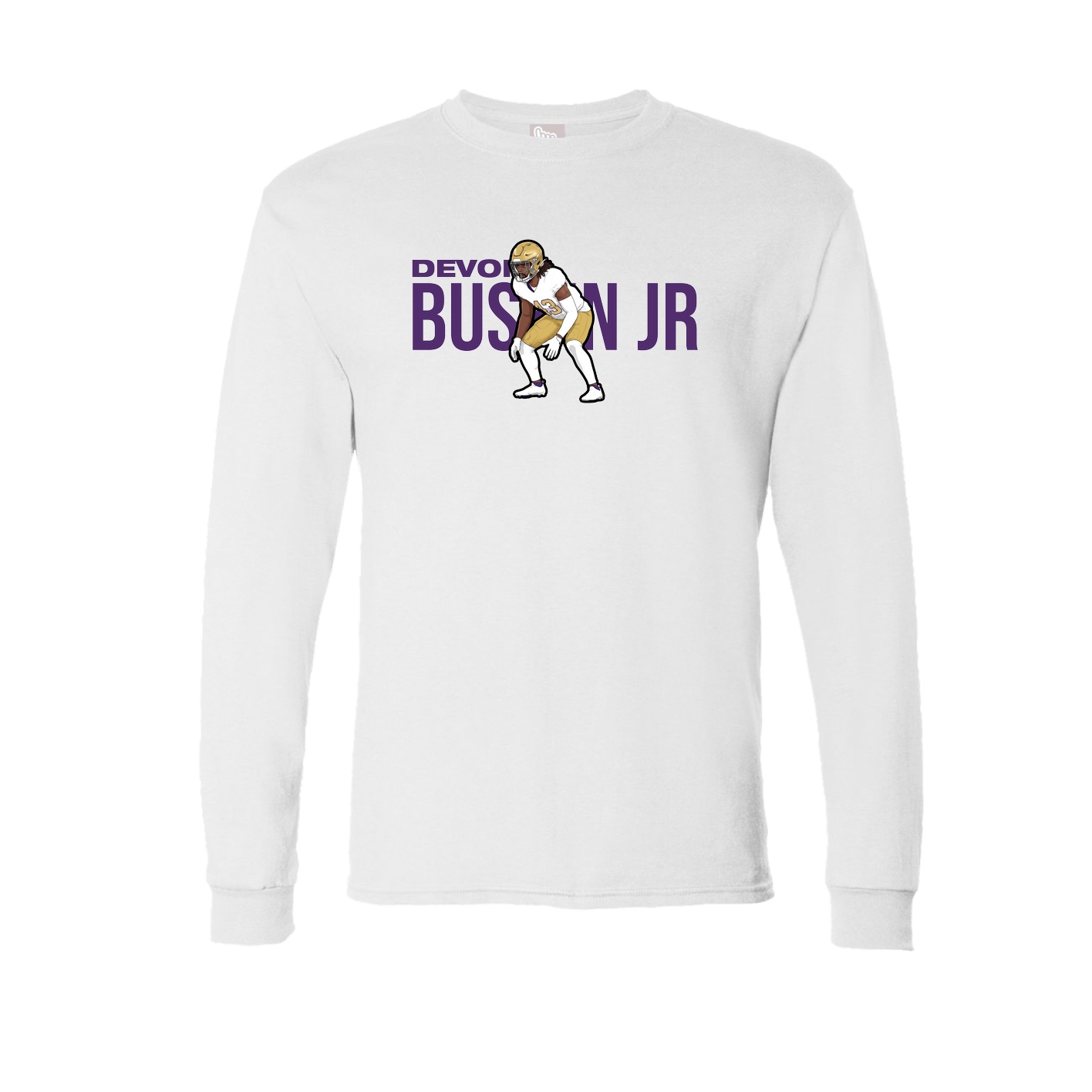Long Sleeve Tee — Player Name in White