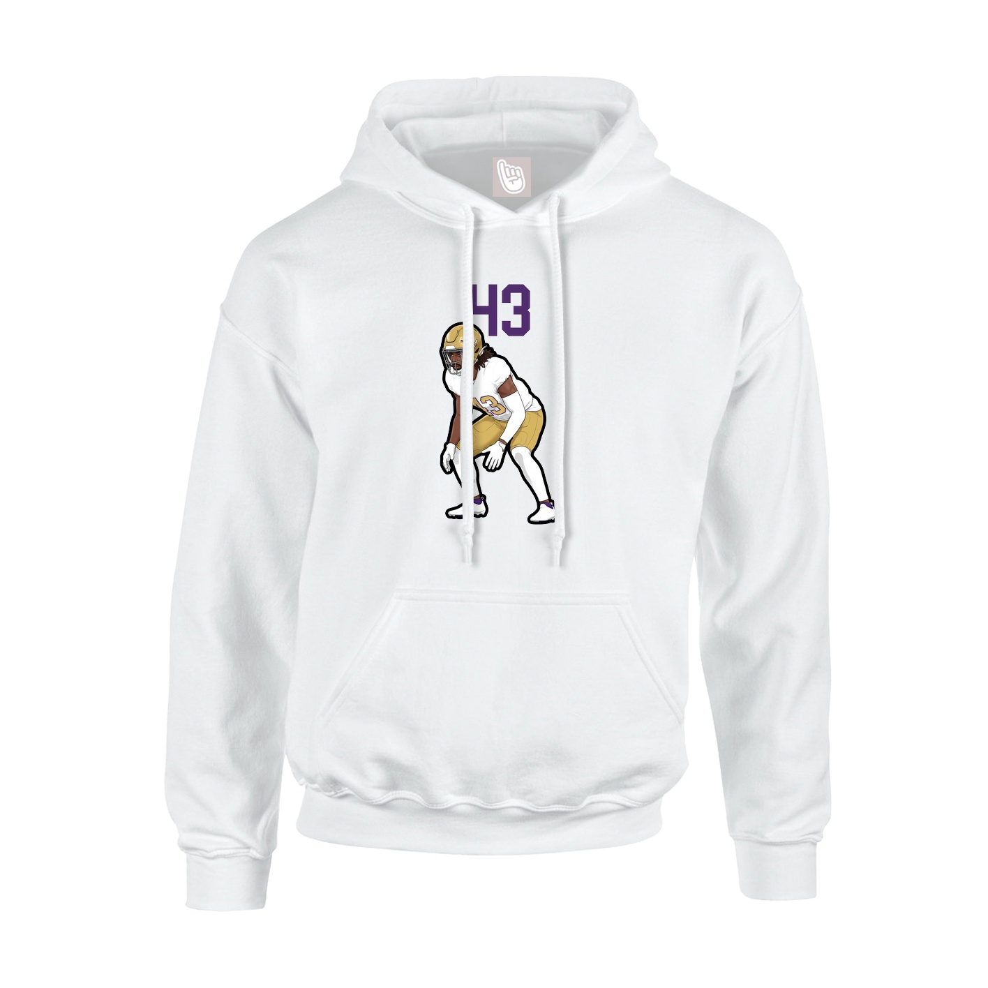 Youth Hoodie — Number Top in White