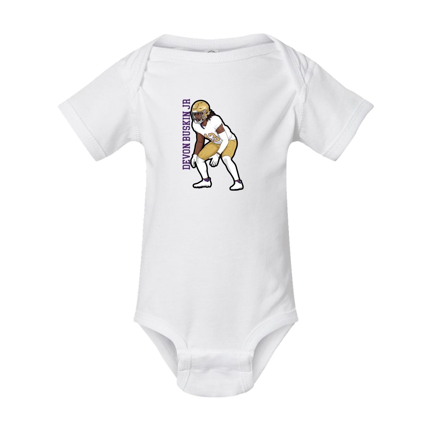 Baby Onesie — Name Vertical in White