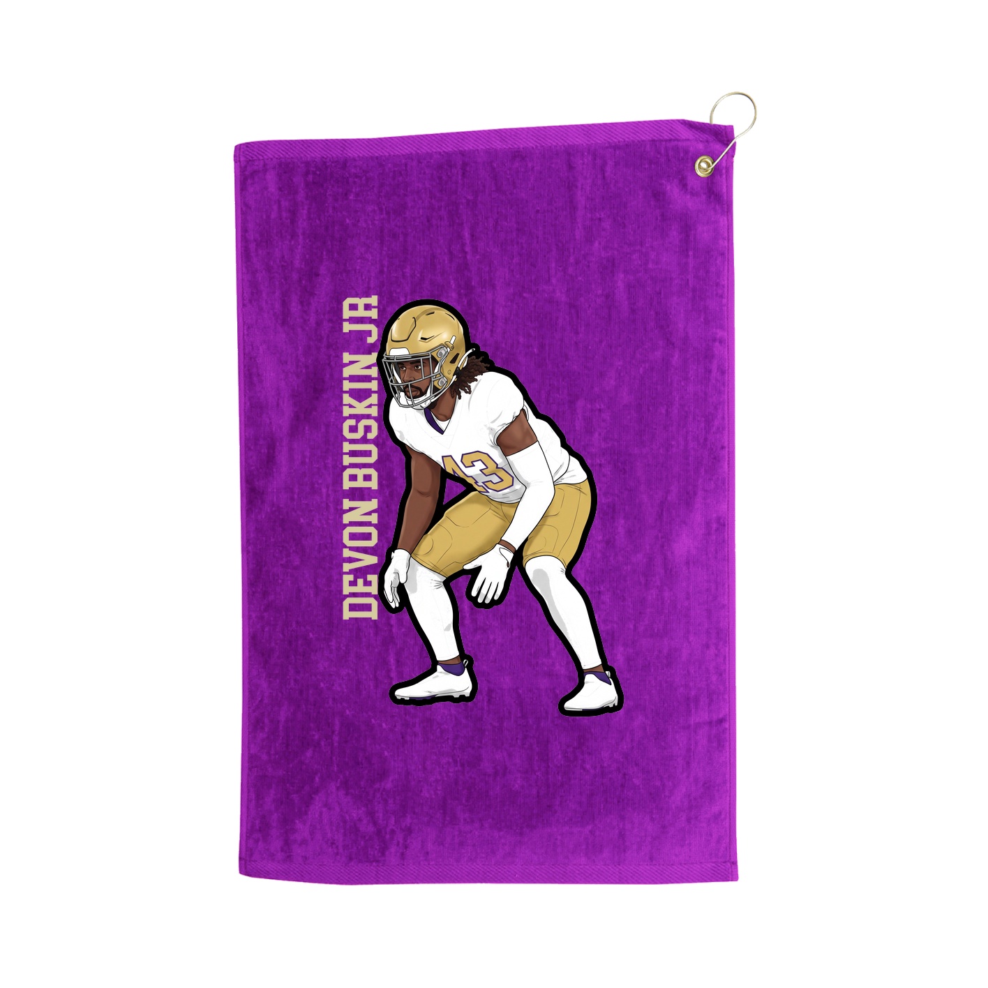Golf Towel — Name Vertical in Purple