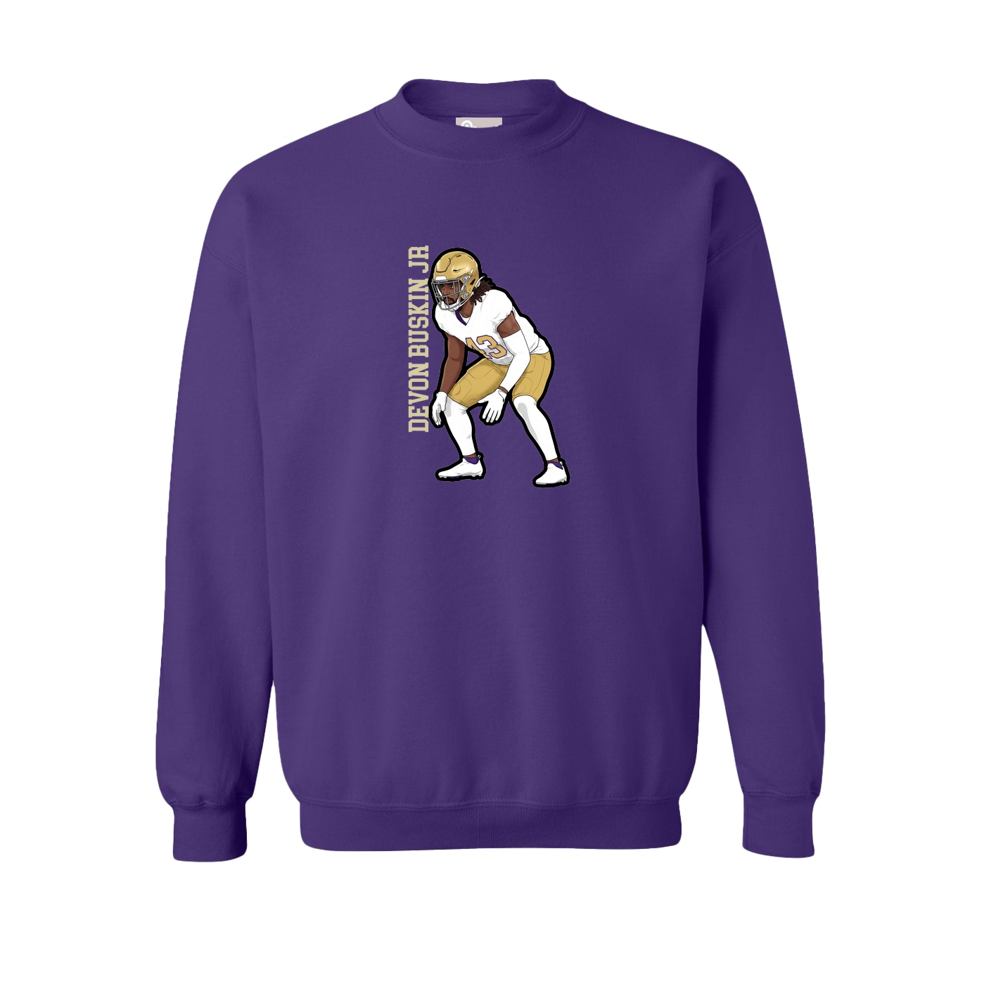 Fleece Crew — Name Vertical in Purple
