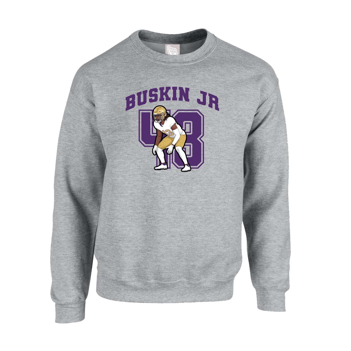 Fleece Crew — Number in Grey