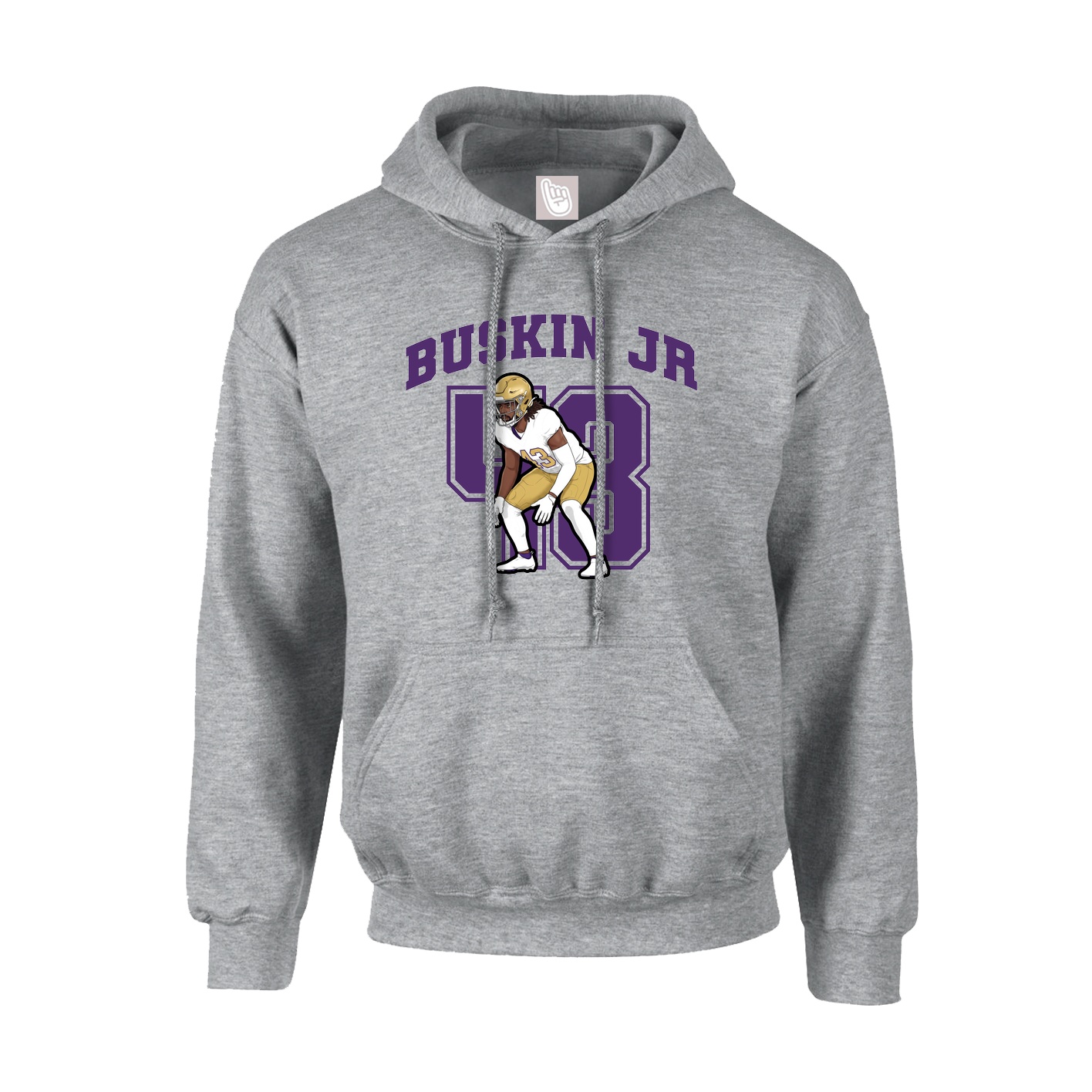 Youth Hoodie — Number in Grey