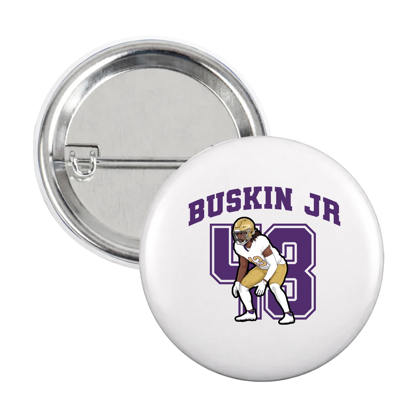 Game Day Button — Number in White