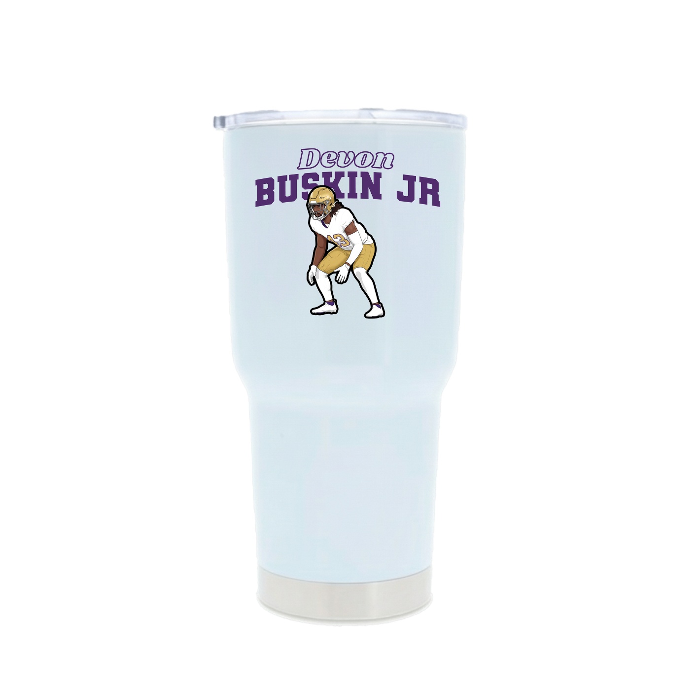 30oz Stainless Steel Tumbler — Name Arch in White