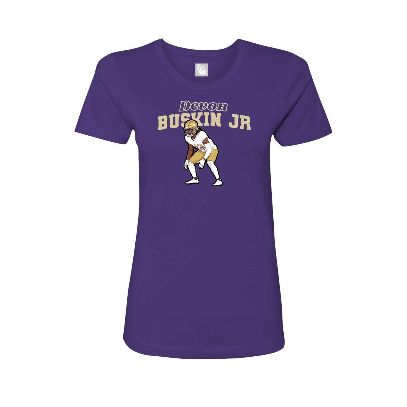 Fitted Women's Tee — Name Arch in Purple