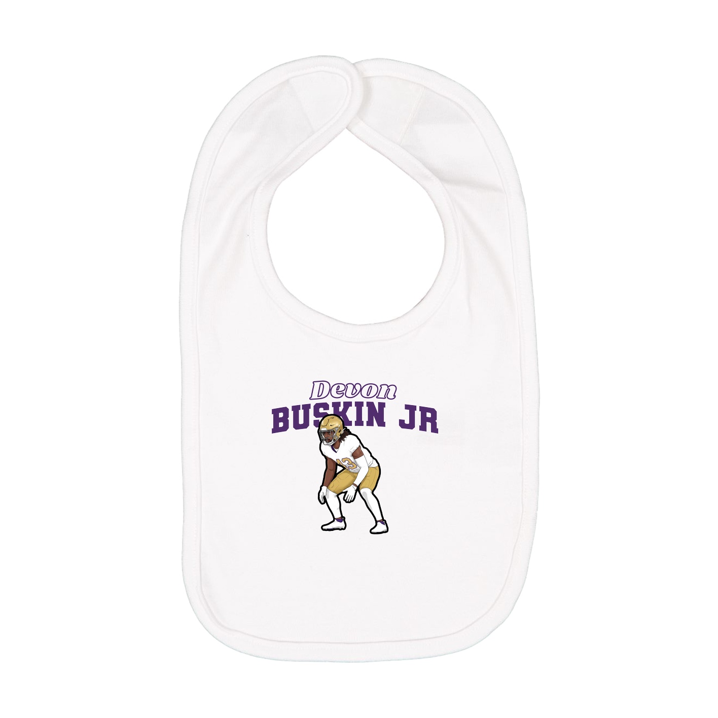 Infant Bib — Name Arch in White
