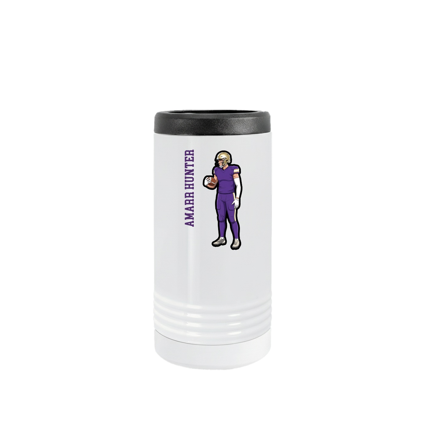 Slim Beverage Holder — Name Vertical in White