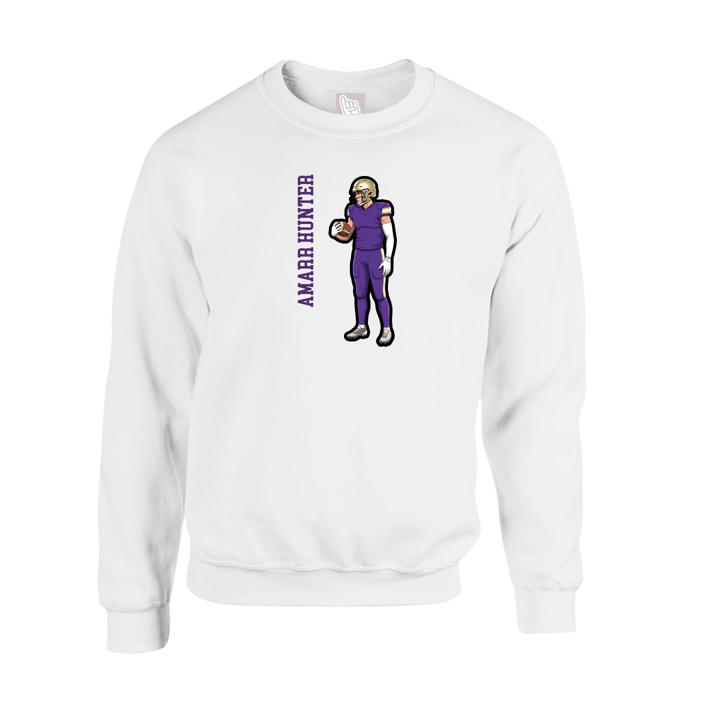 Fleece Crew — Name Vertical in White