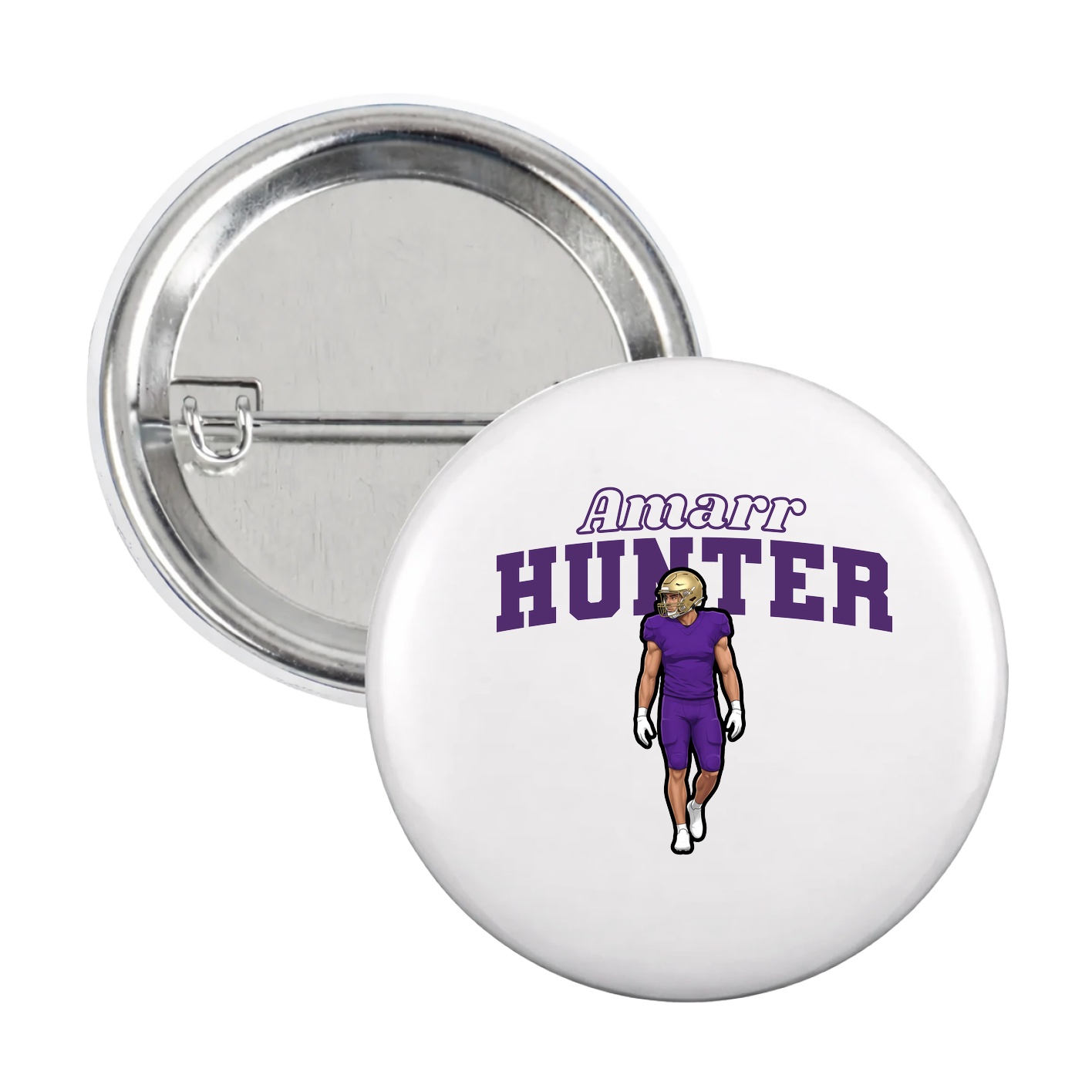 Game Day Button — Name Arch in White