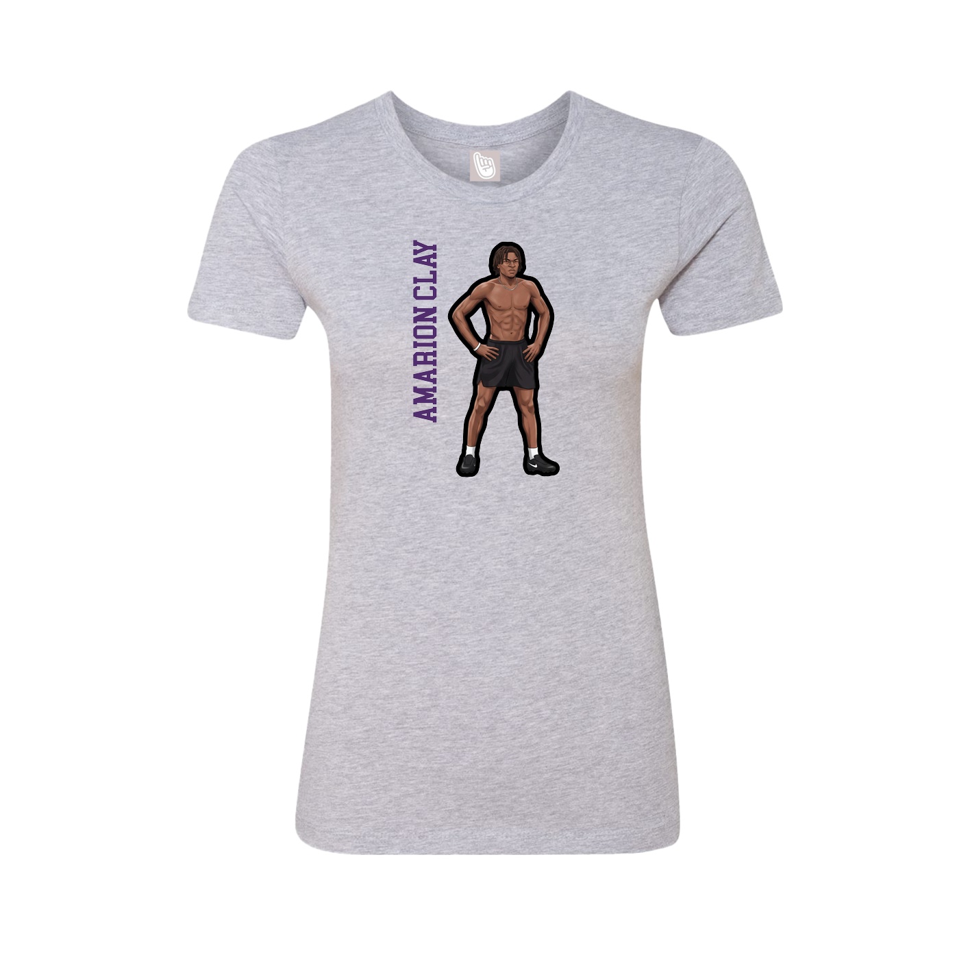 Fitted Women's Tee — Name Vertical in Grey