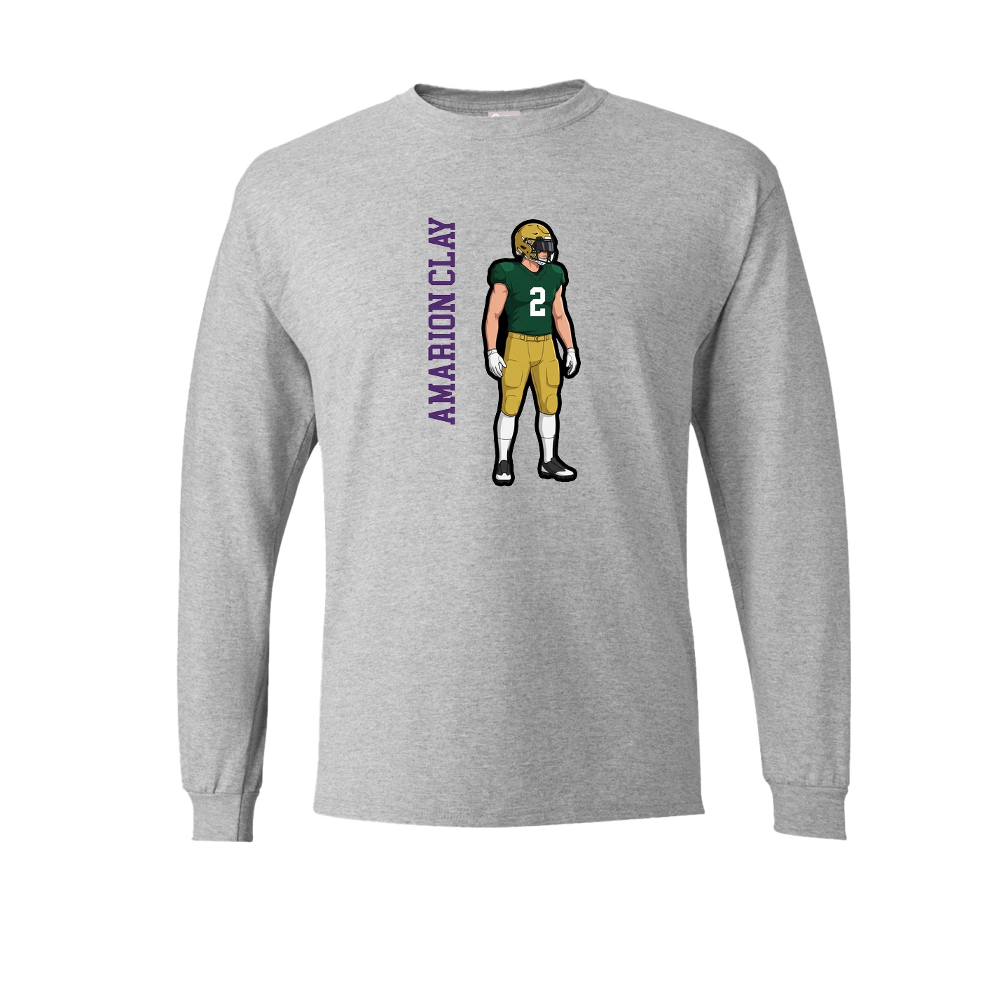 Long Sleeve Tee — Name Vertical in Grey
