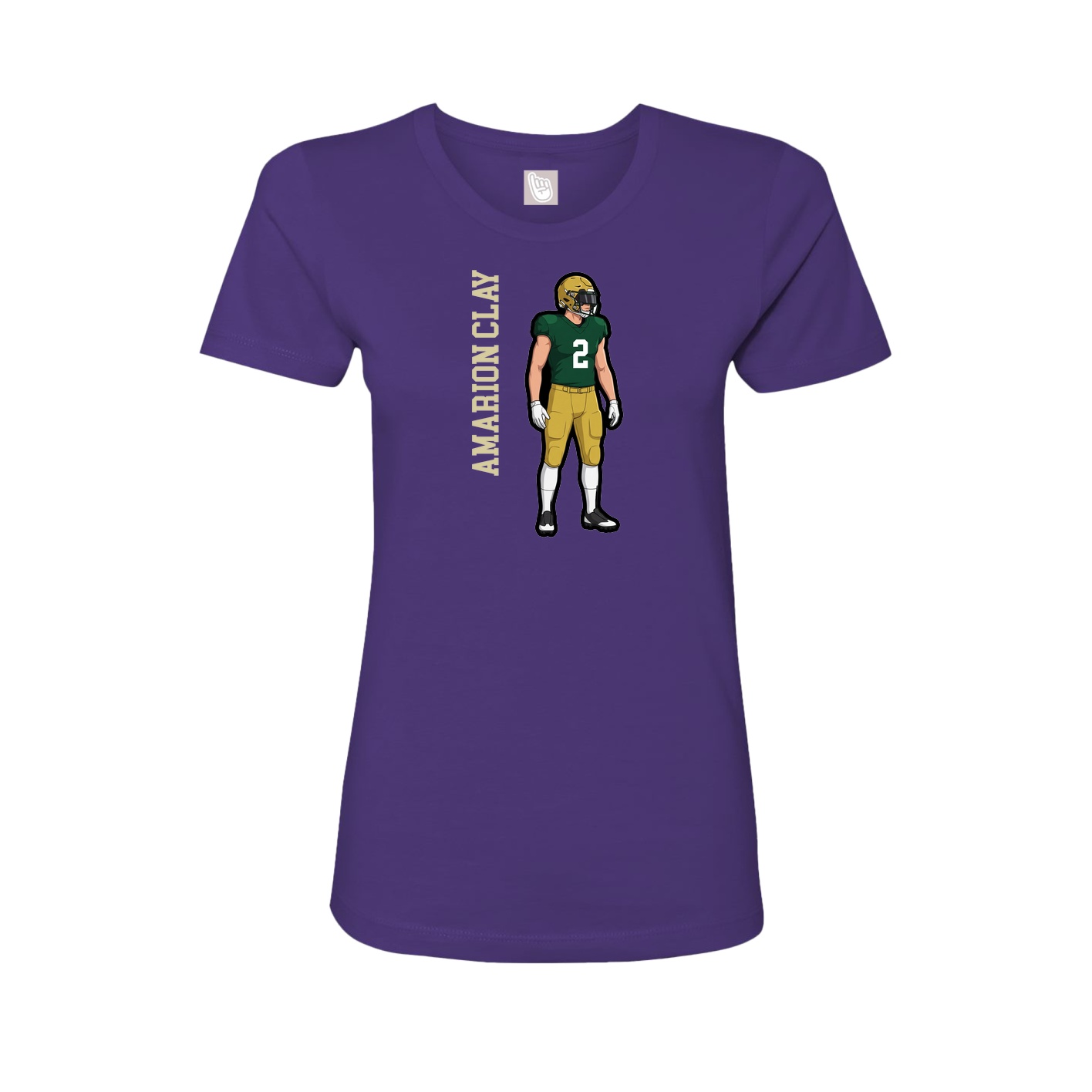 Fitted Women's Tee — Name Vertical in Purple